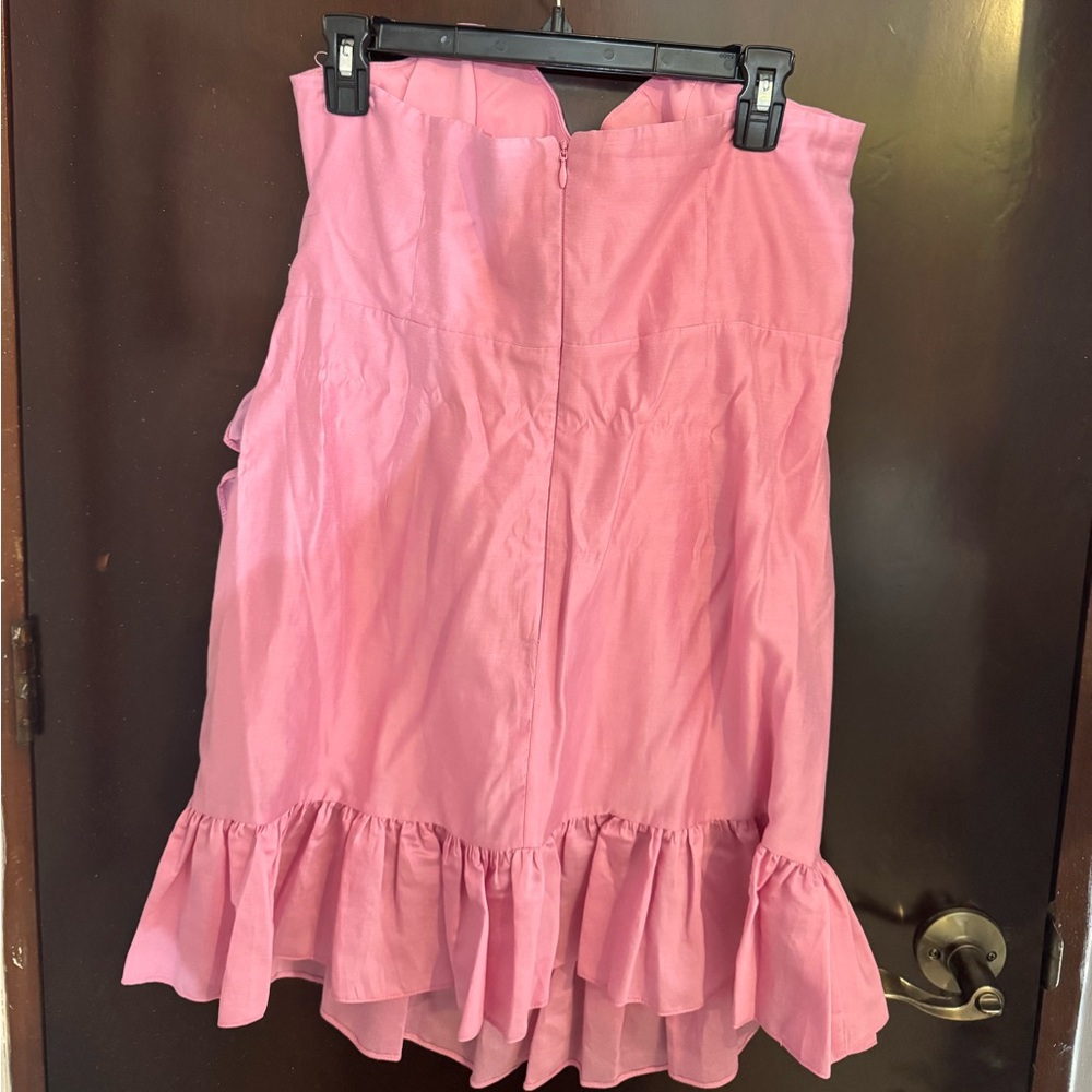 Pink Strapless Ruffled Mini Dress - Picture 5 of 8